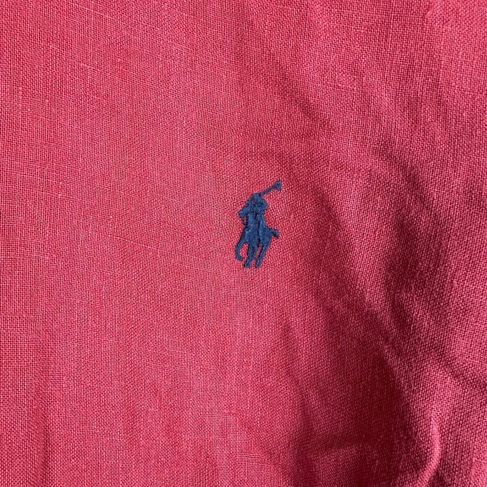 Ralph Lauren 100% Linen Button Down Shirt Long Sleeve Mens Size XL Red - Picture 4 of 8